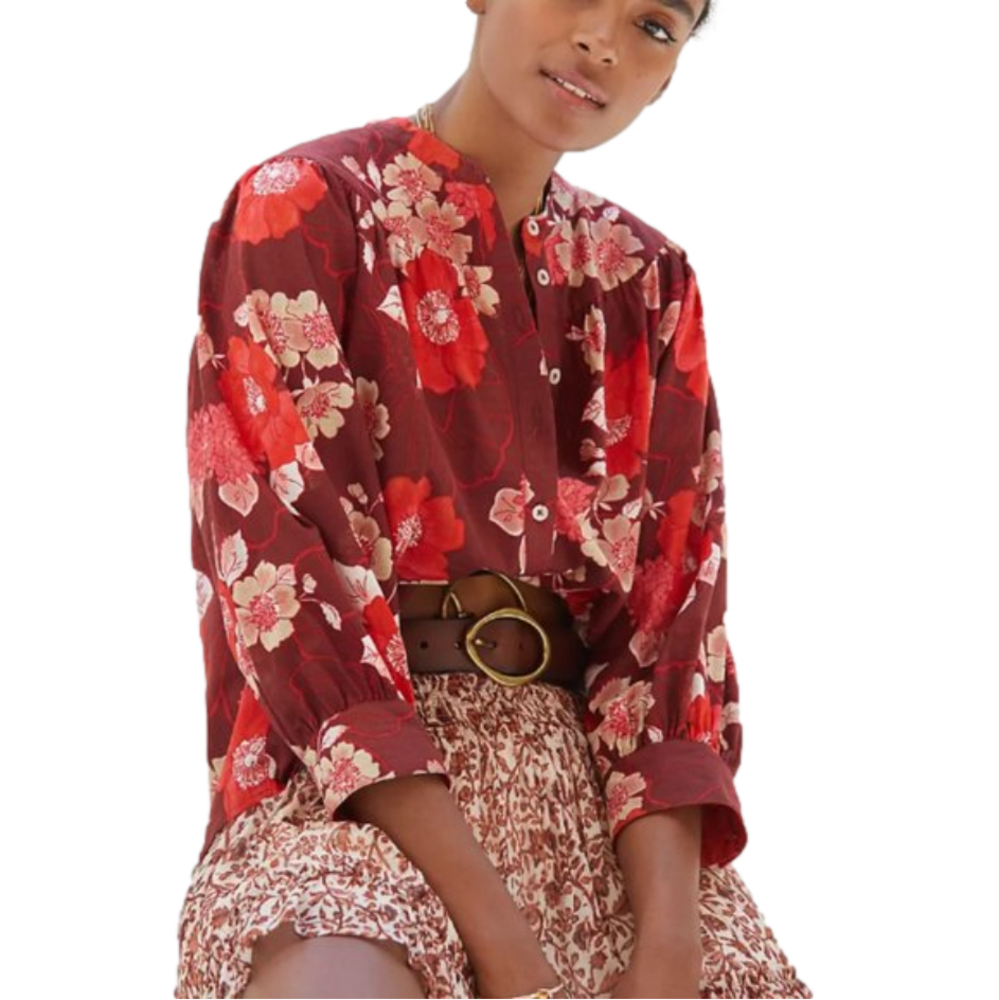 NWT! Anthropologie‎ Porridge Floral Puff-Sleeved Buttondown Blouse - XSMALL XS